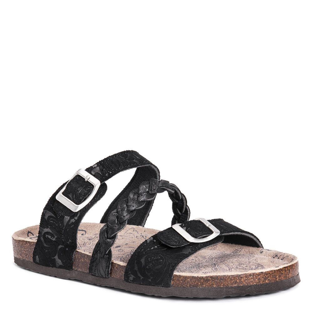 MUK LUKS Bonnie Women's Black Sandal 6 M | Shoemall.com