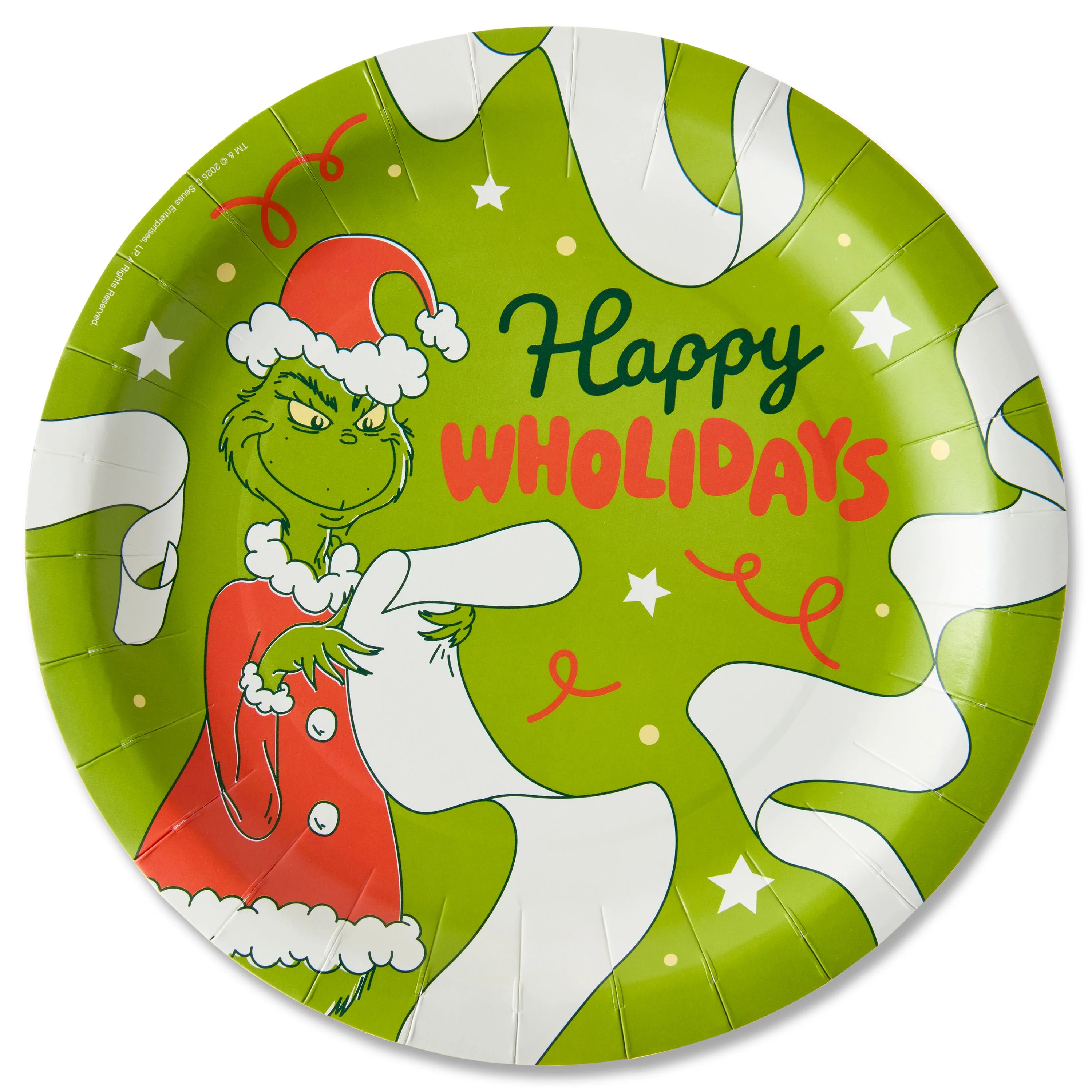 Plus Mark 9 in. Green Grinch Christmas Party Disposable Dessert Paper Plates, Happy Holidays (8-C... | Walmart (US)