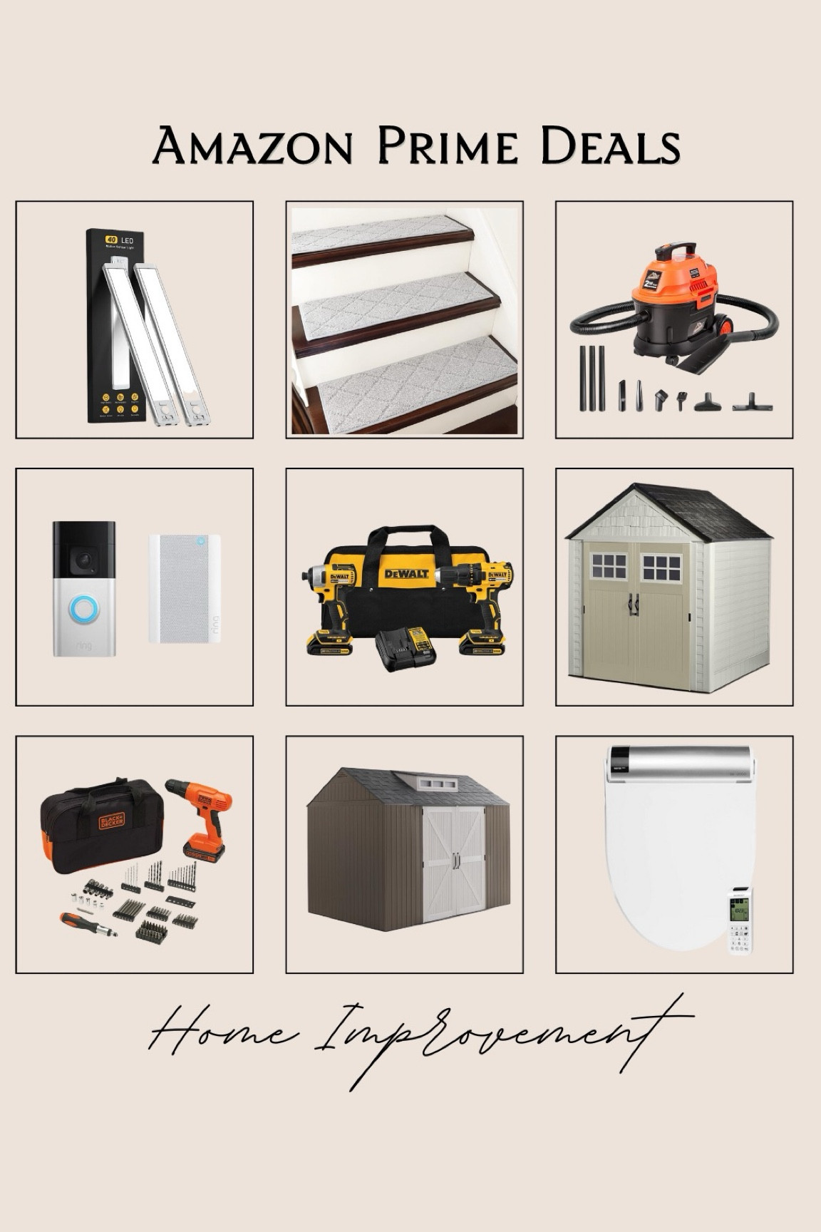 🏡✨ Amazon Prime Deals: Home Improvement Edition! ✨🏡

Transform your space with these amazing deals. Brighten your home with LED lights, keep your stairs safe and stylish, and tackle any mess with a powerful vacuum. Secure your home with a Ring doorbell and upgrade your toolkit with DEWALT drills. Create extra storage with a durable shed and enjoy ultimate comfort with a smart bidet. Grab these deals now and elevate your home improvement game! 🛠️🏠

#LTKHome #LTKSaleAlert