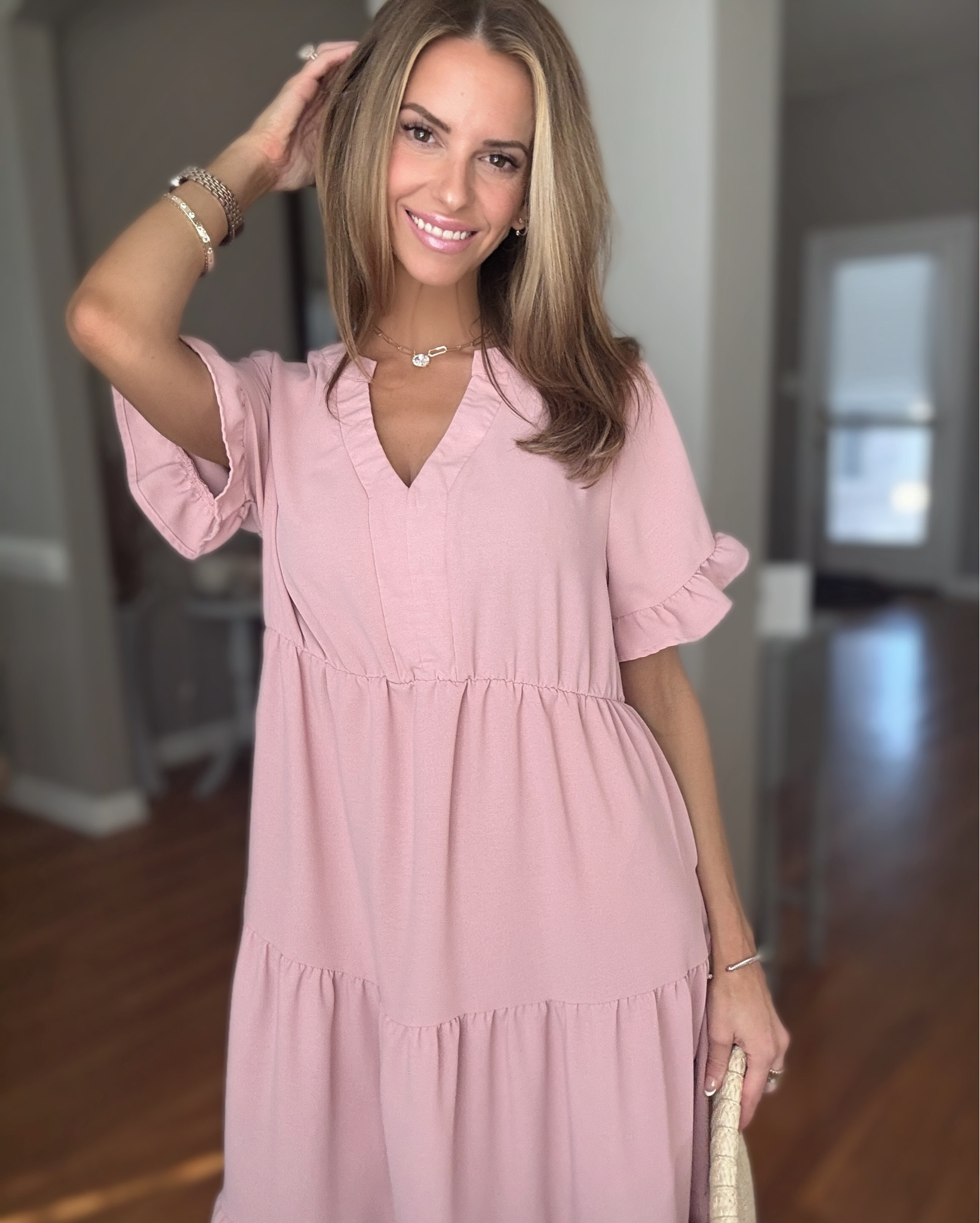 Adorable flowy sun dress from Amazon. I’m wearing a size small in pink. Fits oversized. Sandals are also from
Amazon and necklace is Melinda Maria 

#LTKSeasonal #LTKFestival #LTKSpringSale