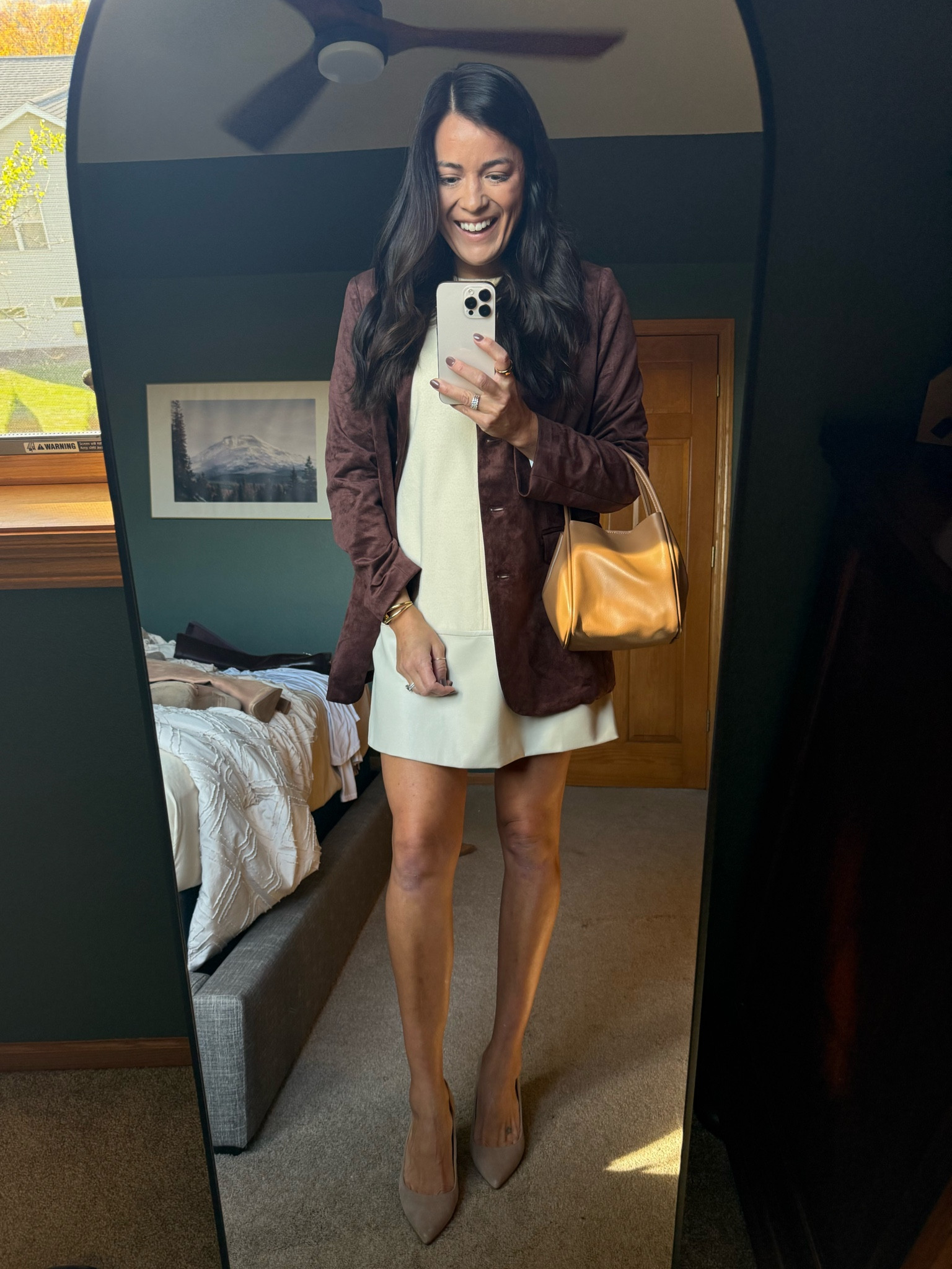 The faux suede boyfriend blazer is a dream in person. And I now own this dress in both colors, lol.🤎 TTS!

#LTKWorkwear #LTKHoliday