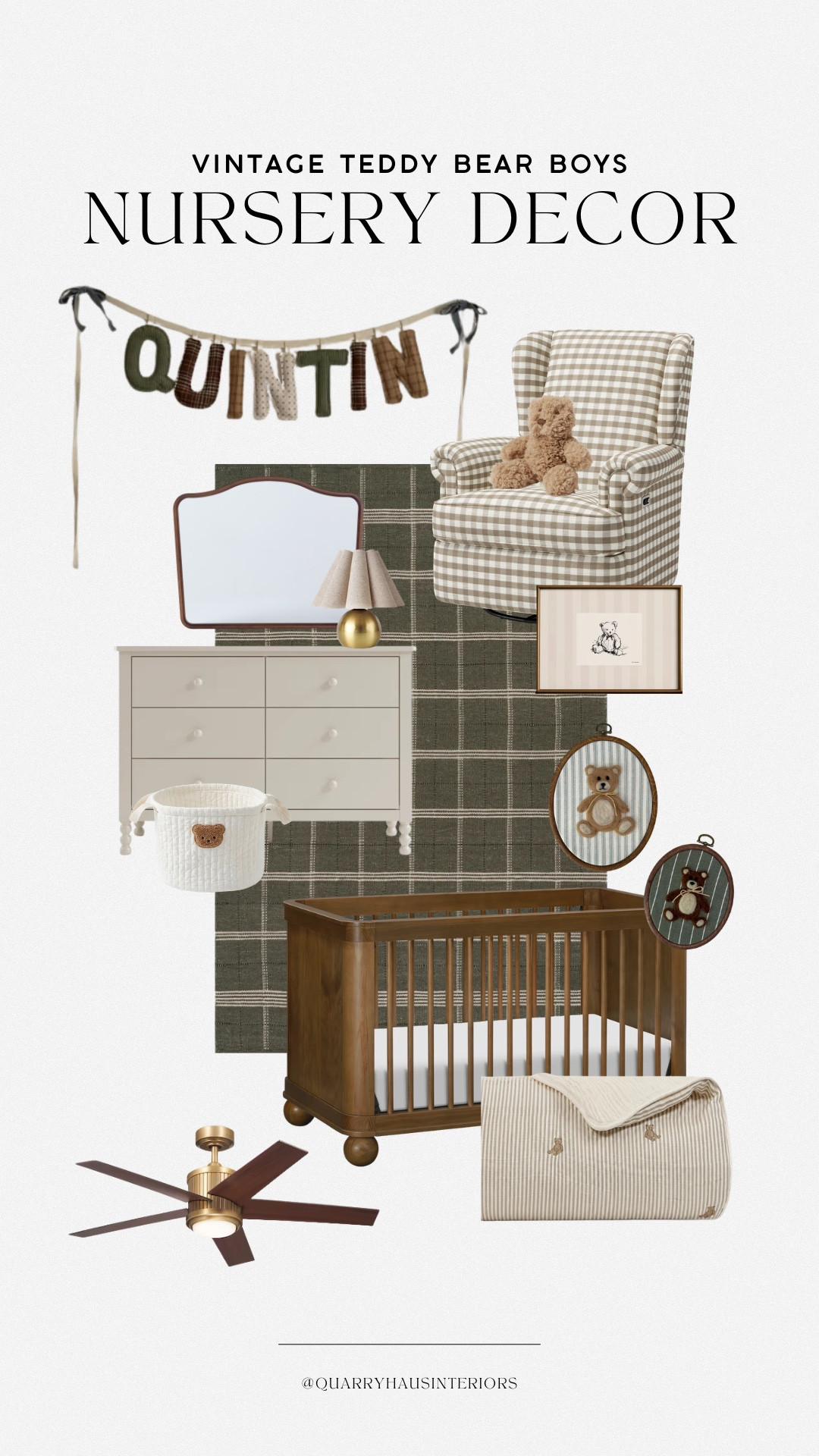 If your perfect baby boy nursery is one that feels warm, earthy, cozy and vintage, then this teddy bear nursery design is just for you 🧸

I love the neutral brown and green color palette and all the different patterns - stripes, gingham, plaid and more. And that custom name banner is SO cute! 

Baby boy nursery bedroom toddler design decor furniture classic traditional neutral olive brown tan taupe lighting organization

#LTKBaby #LTKHome #LTKKids