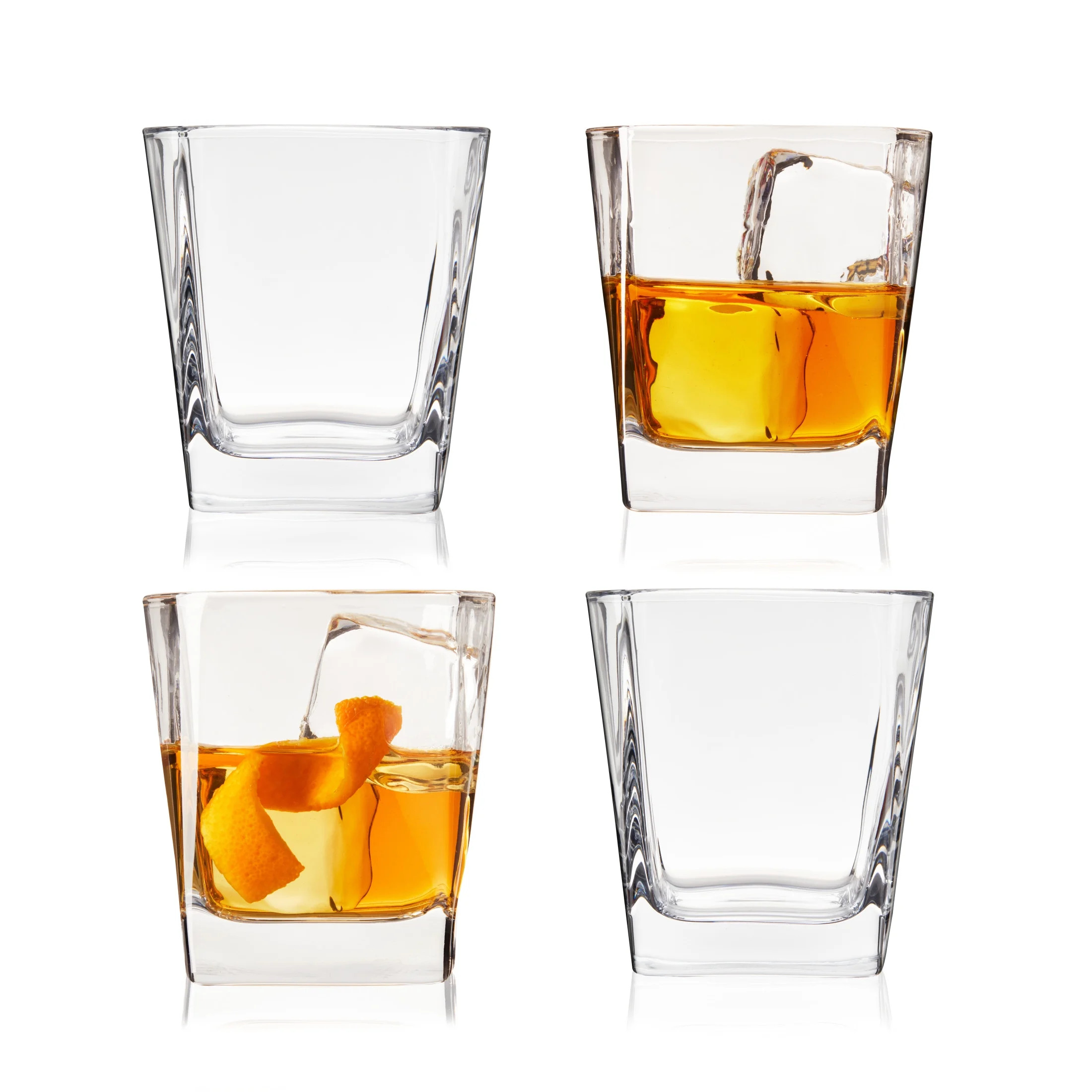True Square Whiskey Glasses for Cocktails, Lowball Drinks, 9 oz, Set of 4 | Walmart (US)
