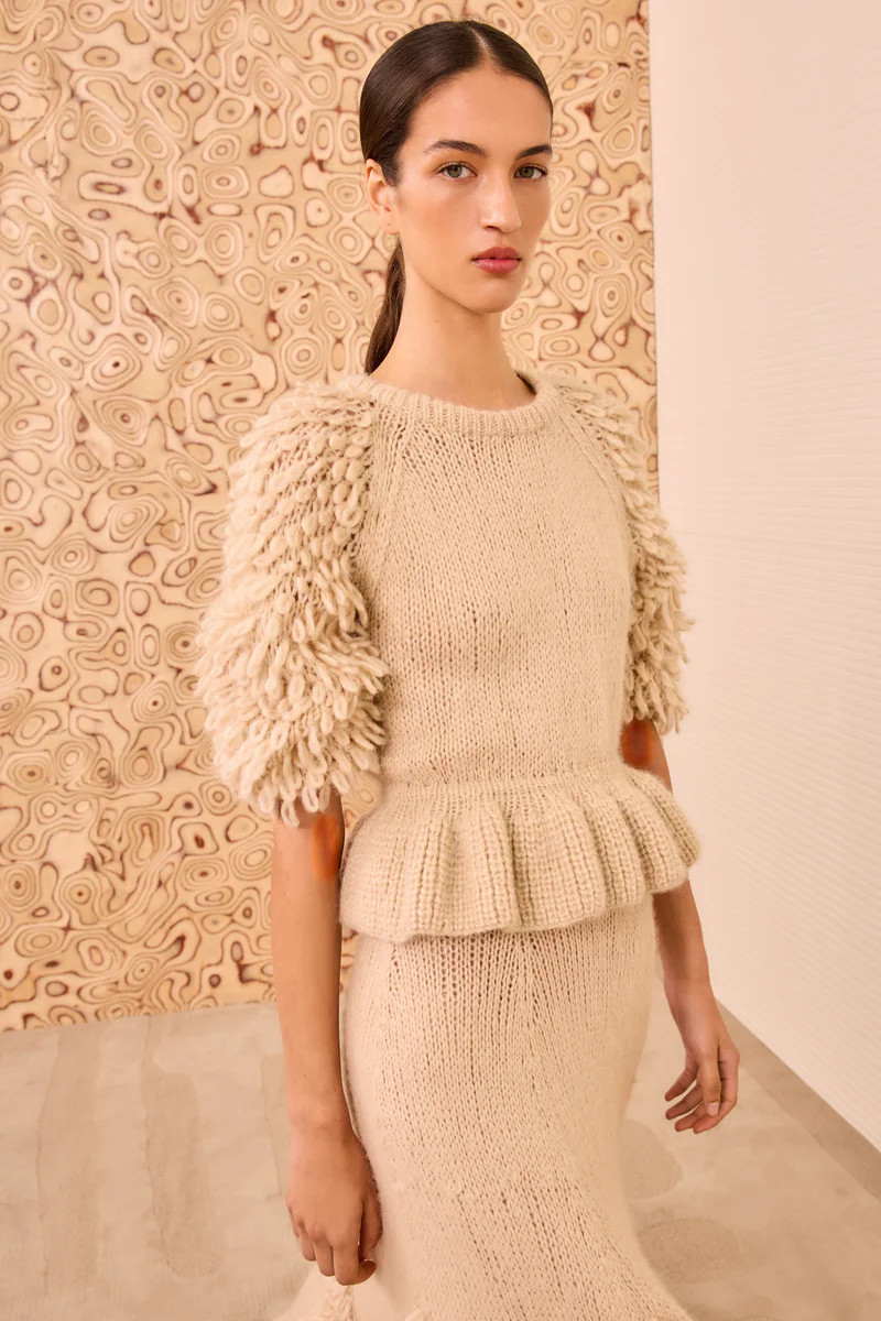 Selene Peplum Pullover - Alabaster | Ulla Johnson