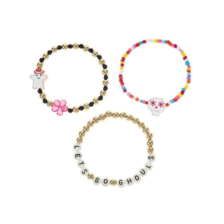 Way to Celebrate Halloween "Go Ghouls" Beaded Stretch Bracelet Set, 3 Pieces | Walmart (US)