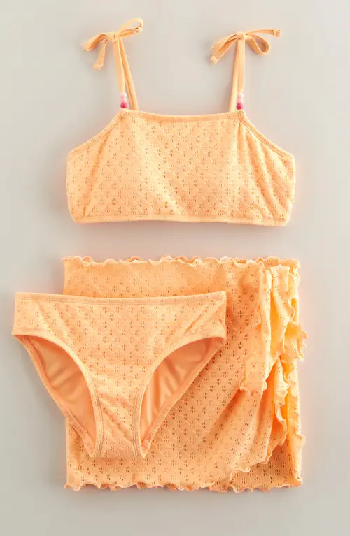 Treasure & Bond Kids' Pointelle Two-Piece Swimsuit & Cover-Up Sarong Set in Coral Beads at Nordst... | Nordstrom