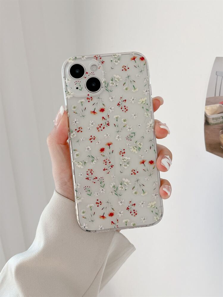 Coque de téléphone transparente à imprimé fleur | SHEIN