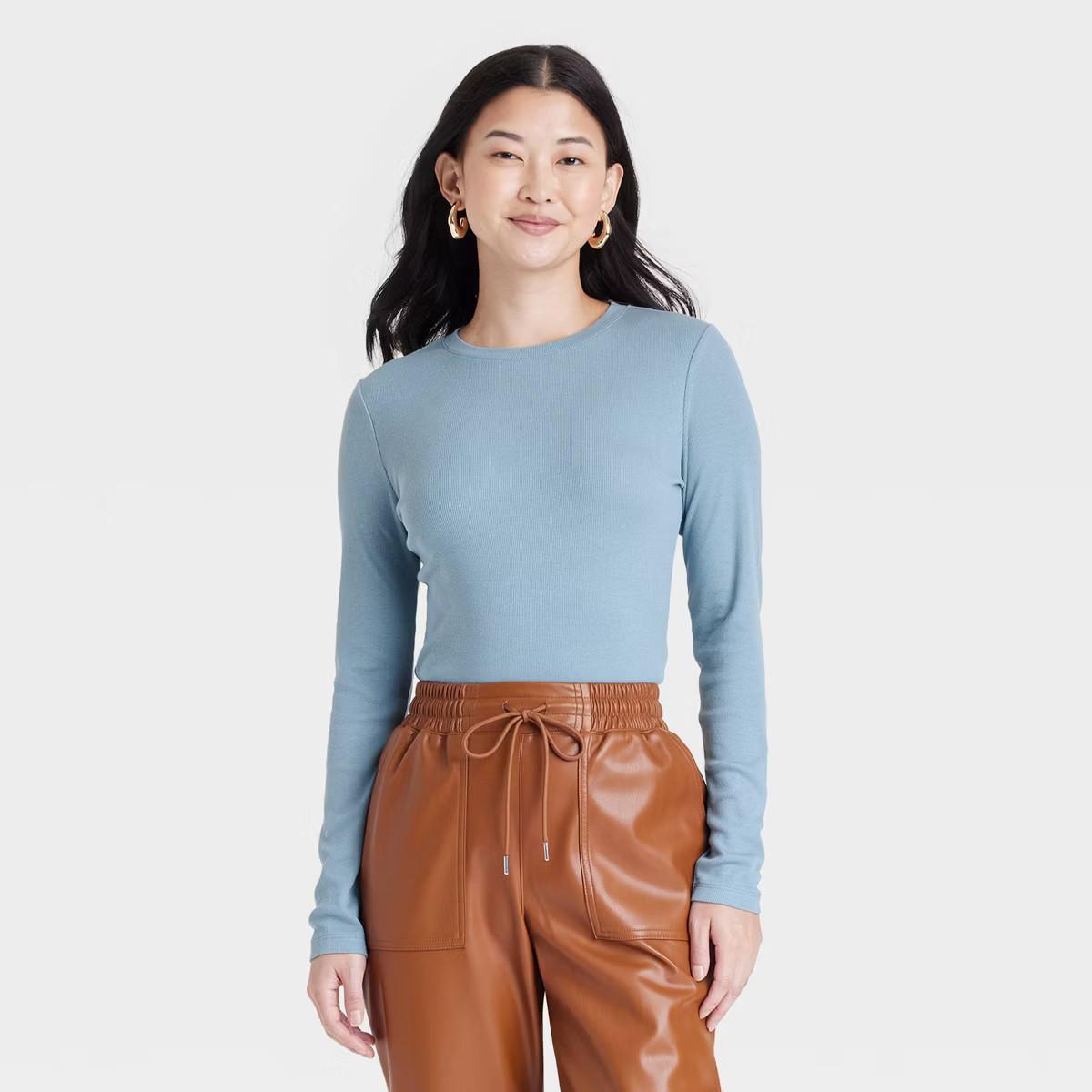 Women's Long Sleeve Ribbed T-Shirt - A New Day™ | Target