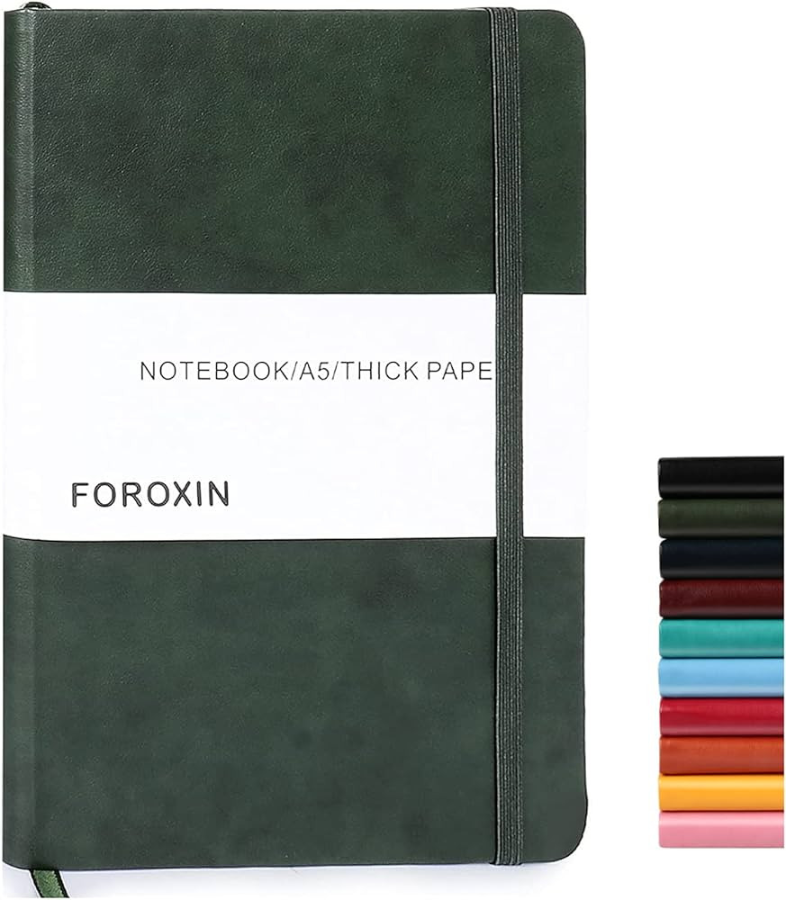 foroxin Lined Journal Notebook Dark Green Leather for Women Men 8.3 x 5.7 Large College Ruled 192... | Amazon (US)