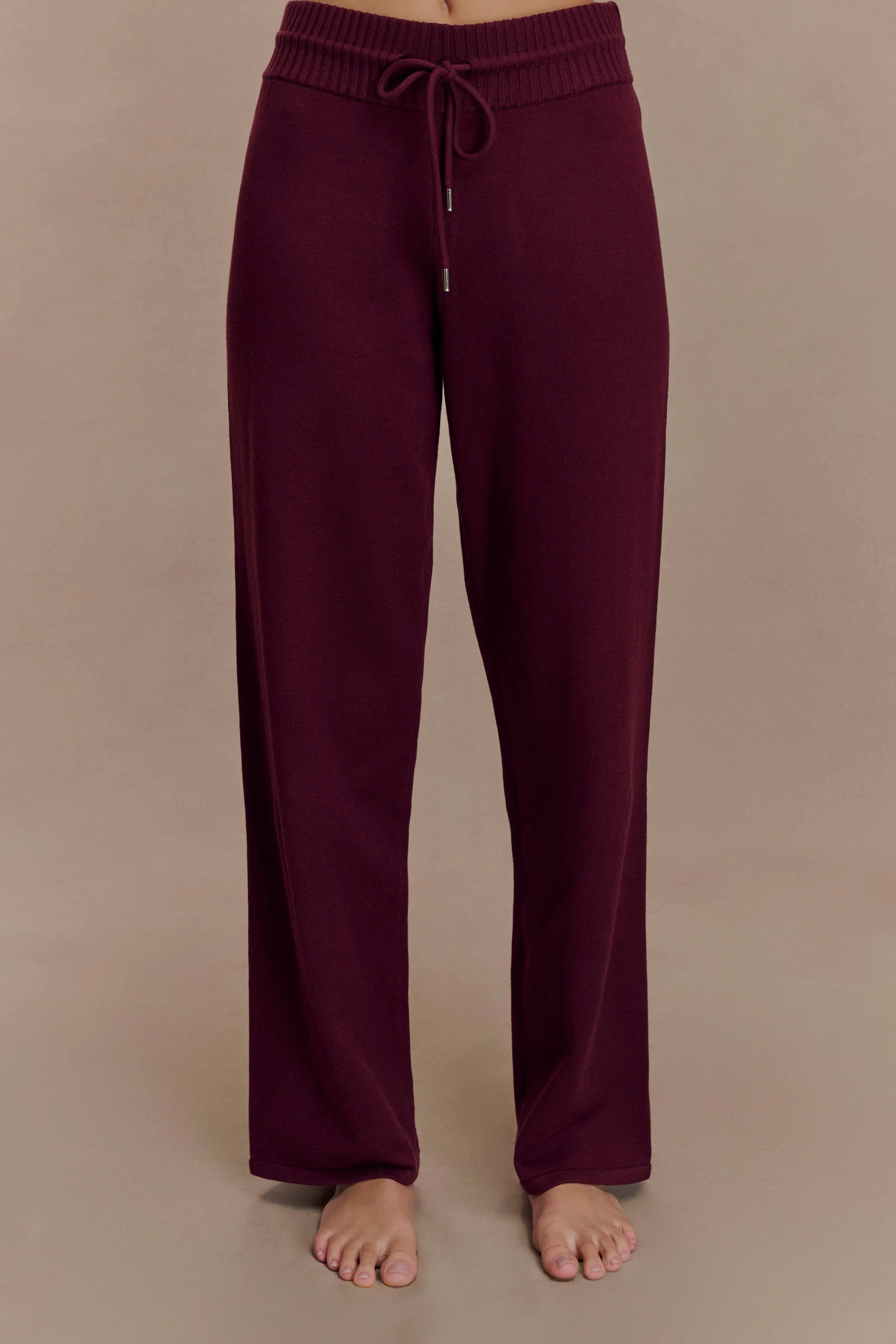 Natalya Knit Wide Leg Pants - Merlot | MESHKI US