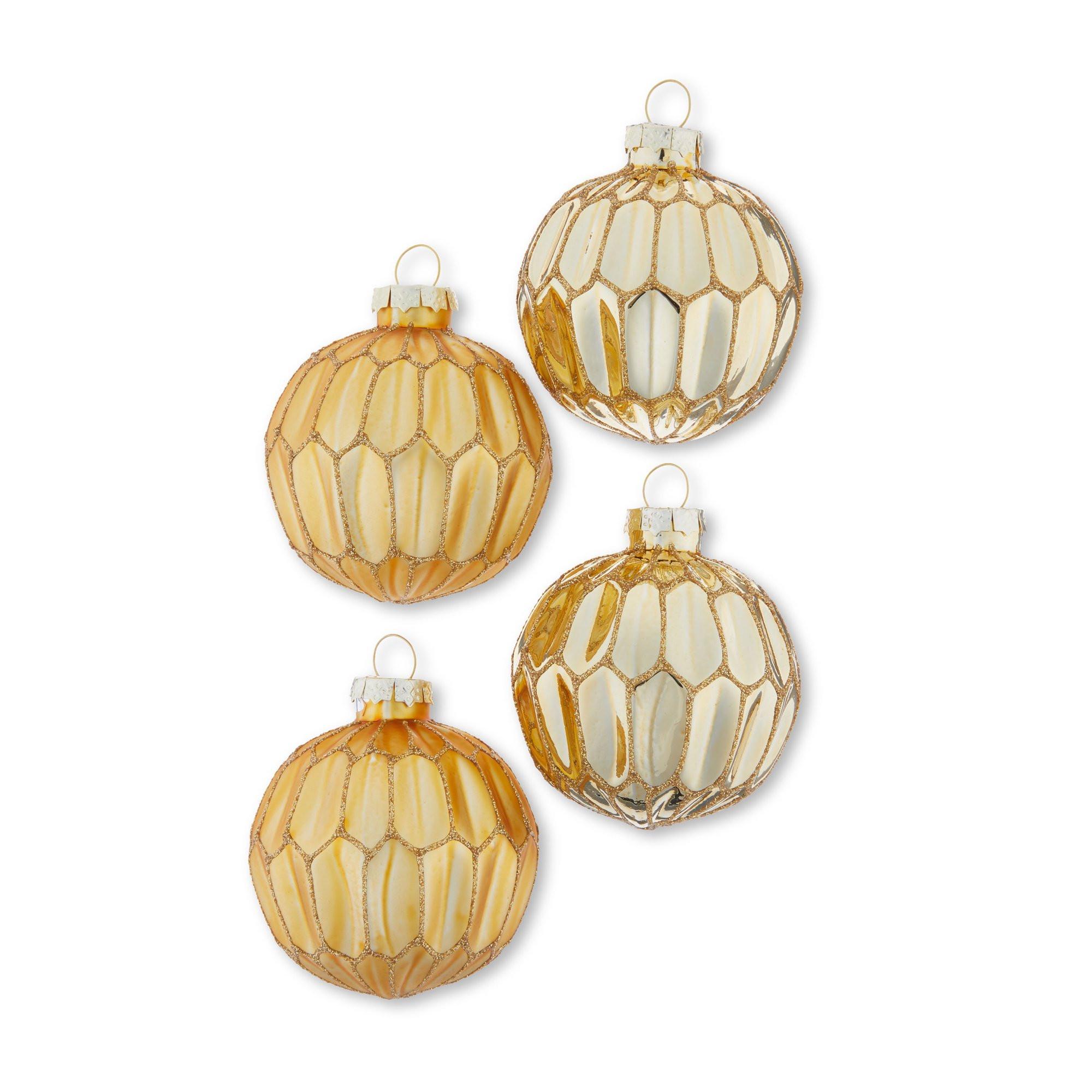 Gold Glass Pattern Ball Christmas Ornament, 4 Count, 65mm, Assembled Product Weight 120 Gram, by ... | Walmart (US)