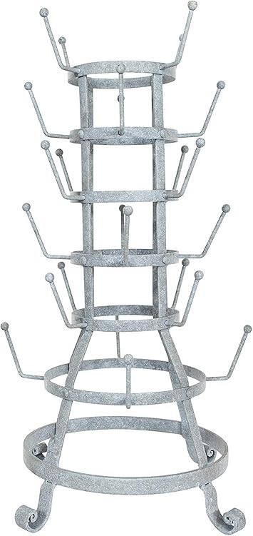 Creative Co-op Metal Bottle/Mug Holder with 24 Hooks Entertaining Tools, Grey | Amazon (US)
