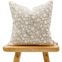 Designer Floral Tan Beige On Off White Linen Pillow Cover, Cover, Boho Pillow, Neutral Pillow Cover | Etsy (US)