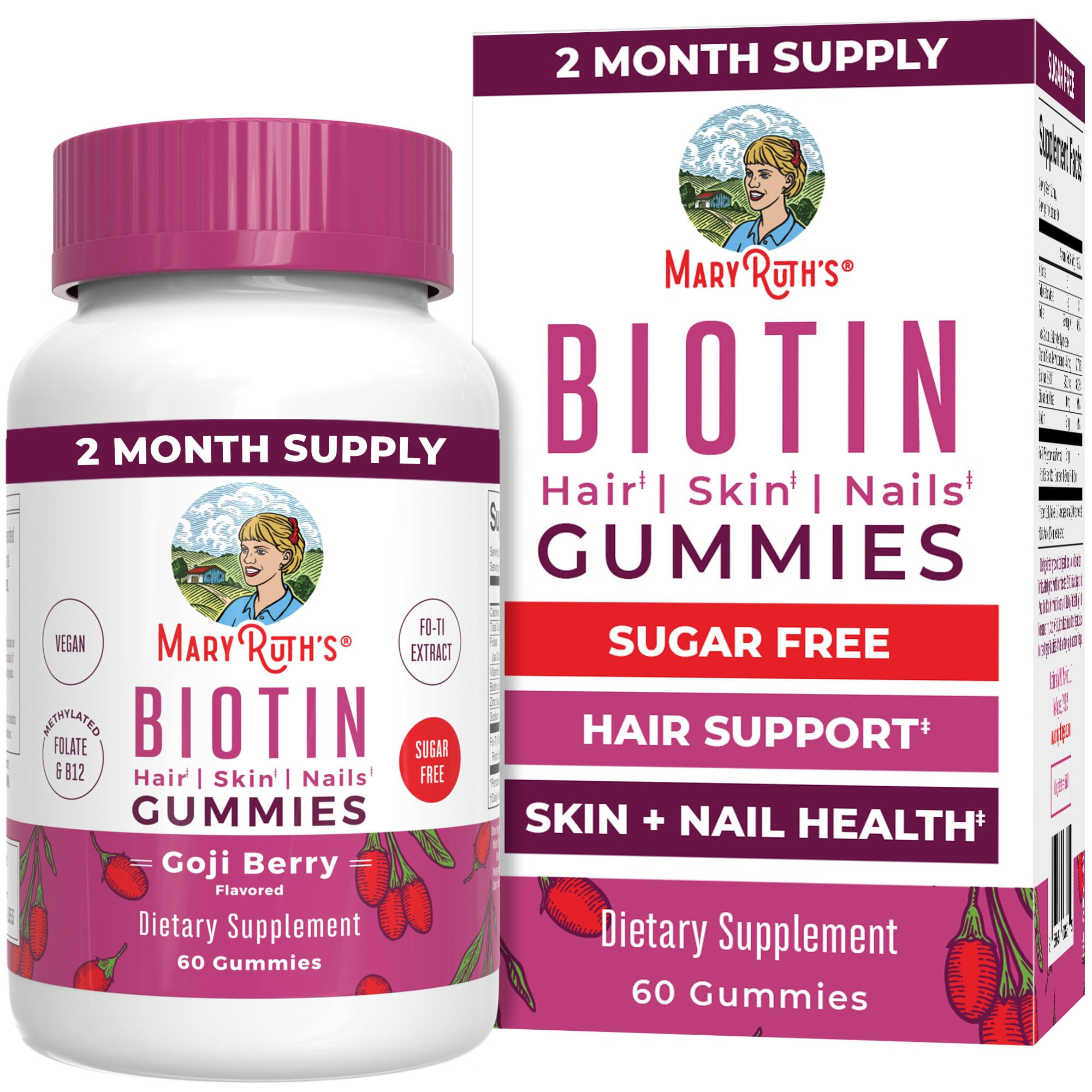 MaryRuth's Biotin Gummies | Sugar Free | Vegan | Non-GMO | 2,500 mcg Biotin Supplement | Hair Ski... | Amazon (US)