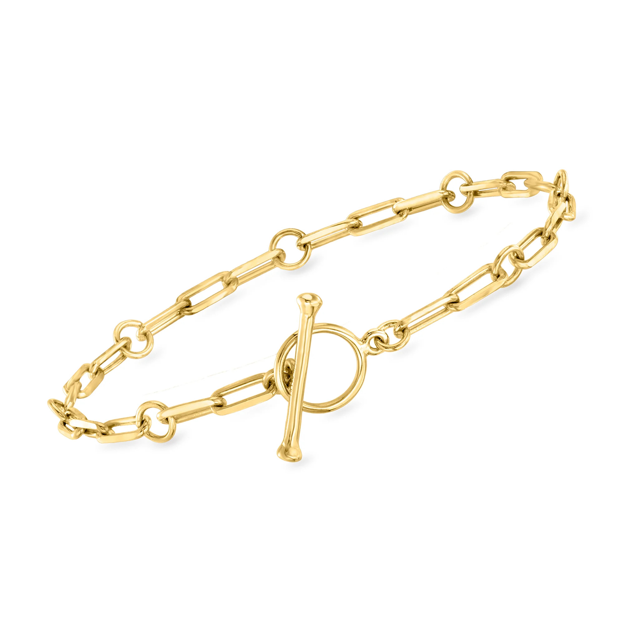 18kt Gold Over Sterling Charm-Compatible Paper Clip Link Toggle Bracelet | Ross-Simons