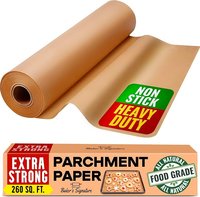 260 Sq.Ft Unbleached Parchment Paper for Baking – Roll with Cutter, Heavy Duty Non-Stick Brown ... | Amazon (US)