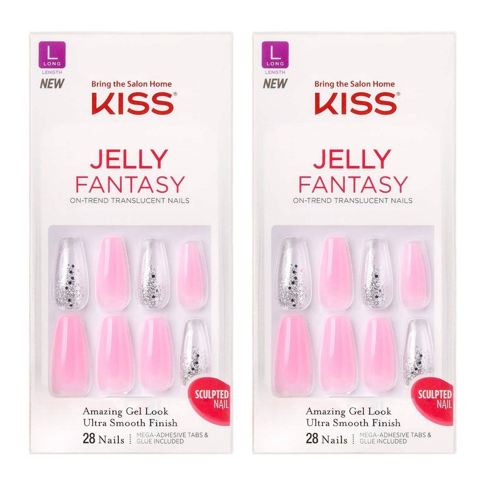 Kiss Jelly Fantasy Fake Nails - Pink - 2pk - 56ct | Target