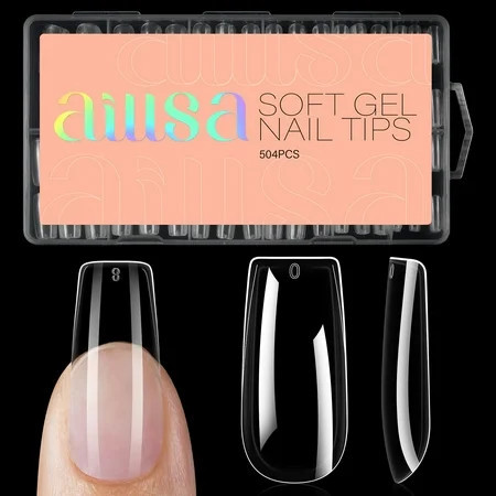 AILLSA Medium Square Nails Tips 504PCS Clear Soft Gel Nail Tips False Full Cover Nail Tips for DIY Home Salon Gift Pre-shaped Gelly Press On Fake Nail Tips for Nail Extension (10sizes) | Walmart (US)