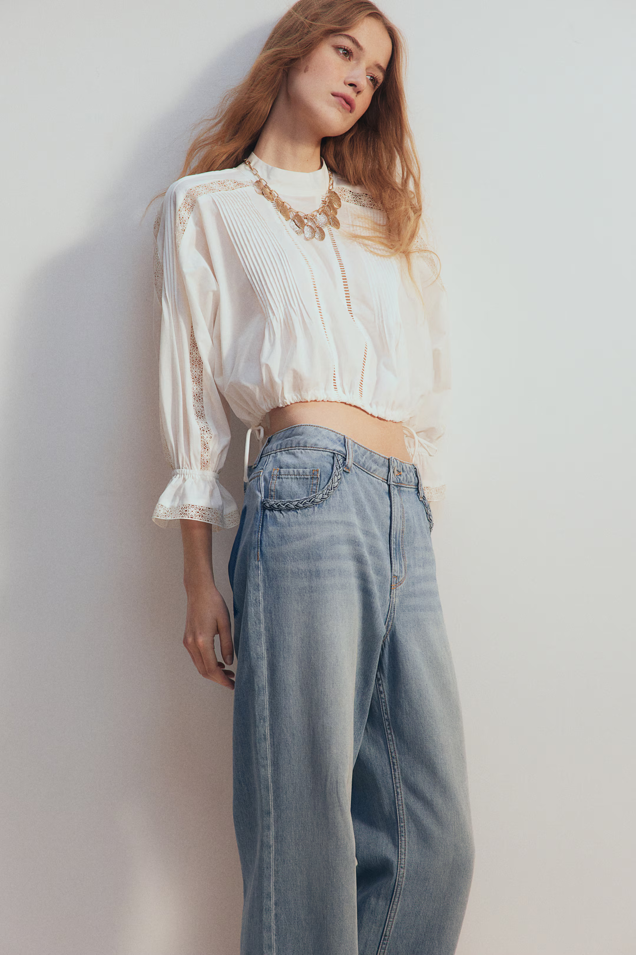 Lace-Inset Cotton Blouse | H&M (US + CA)