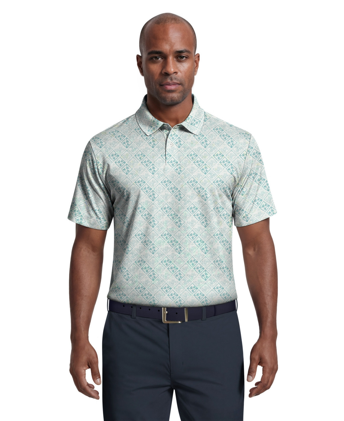 Pga Tour Men's Tropical Argyle Print Golf Polo - Bright White | Macy's