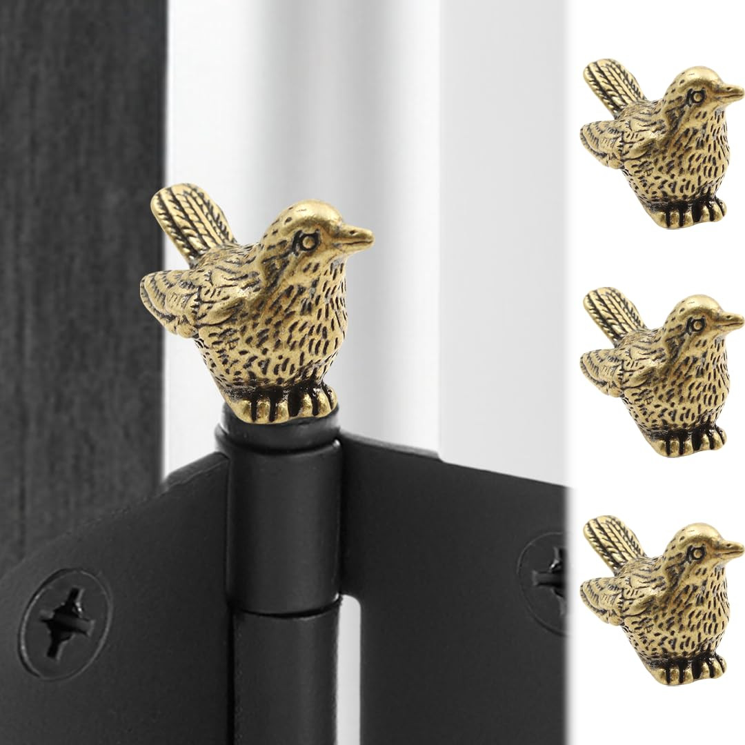 Brass Sparrow Hinge Heads Decorative Topper Set of 3 - Magnetic Hinge Head Toppers - Vintage Bird... | Amazon (US)
