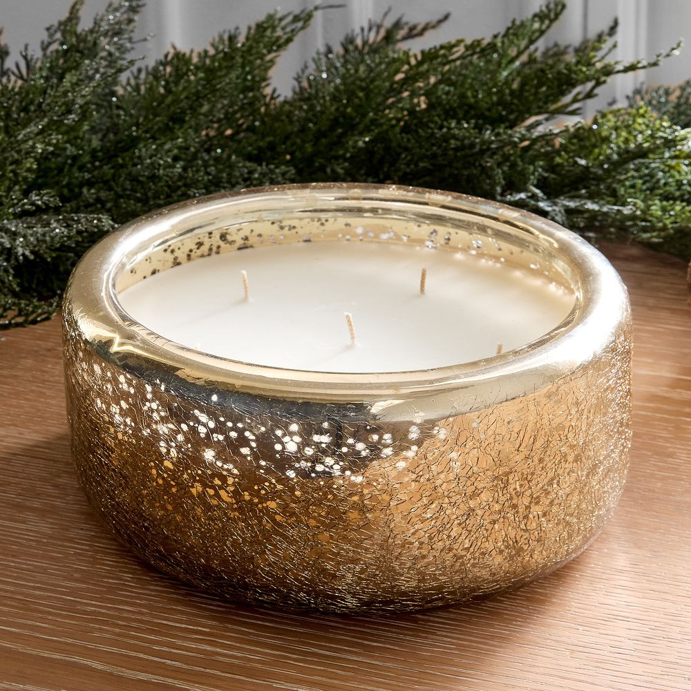 Gold Shimmer Metallic Candles - Winter White | West Elm (US)