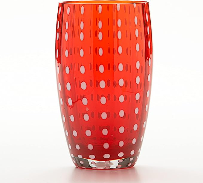 Zafferano Perle Beverage Glass Red (Set of 2) 16 Fl Ozs., 5.3" Height, Colored Murano Glass | Amazon (US)