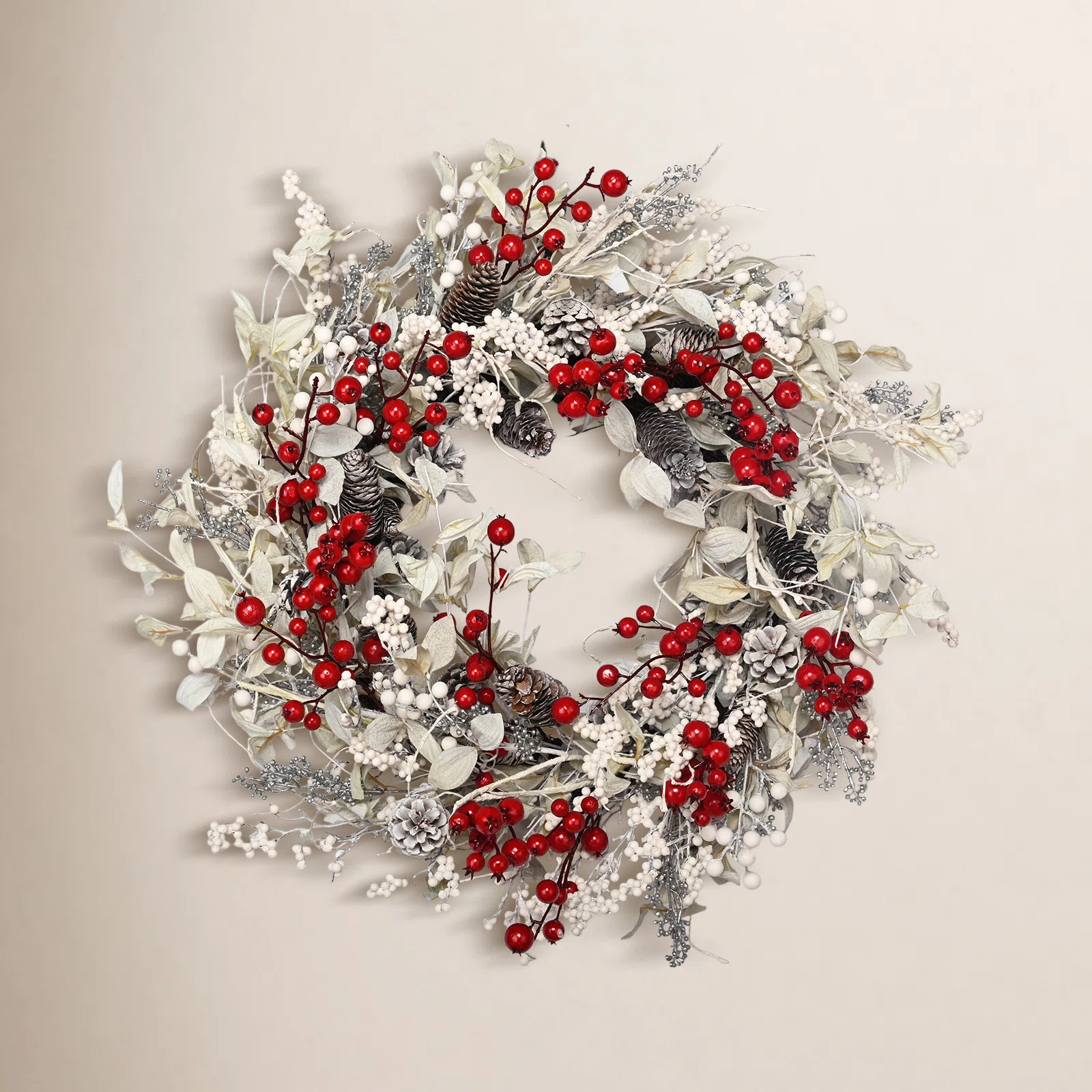 The Holiday Aisle® 26" Faux Winter Christmas Pinecone Berry Twig  Front Door Wreath & Reviews | ... | Wayfair North America
