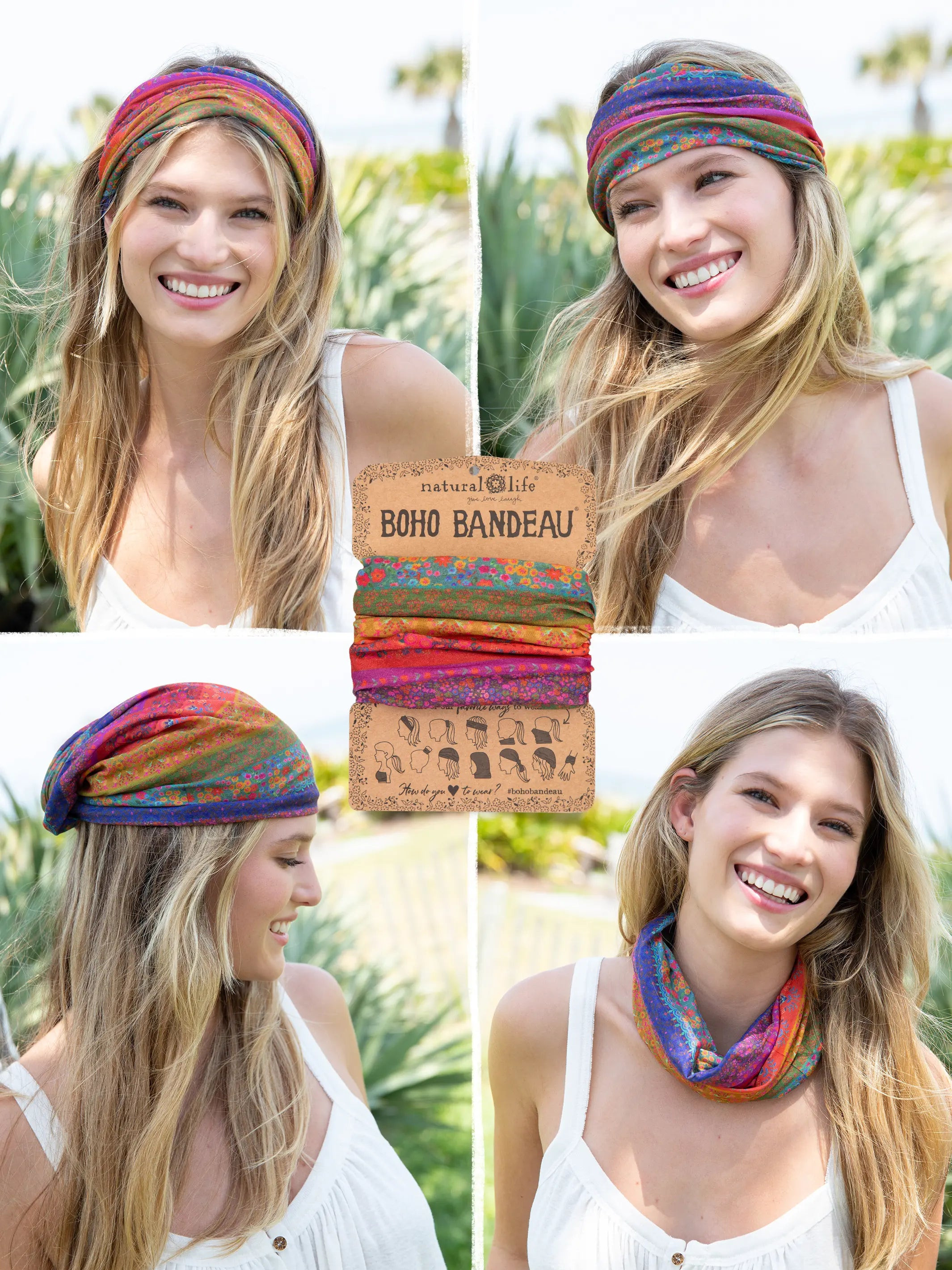 Full Boho Bandeau® Headband - Dark Patchwork | Natural Life