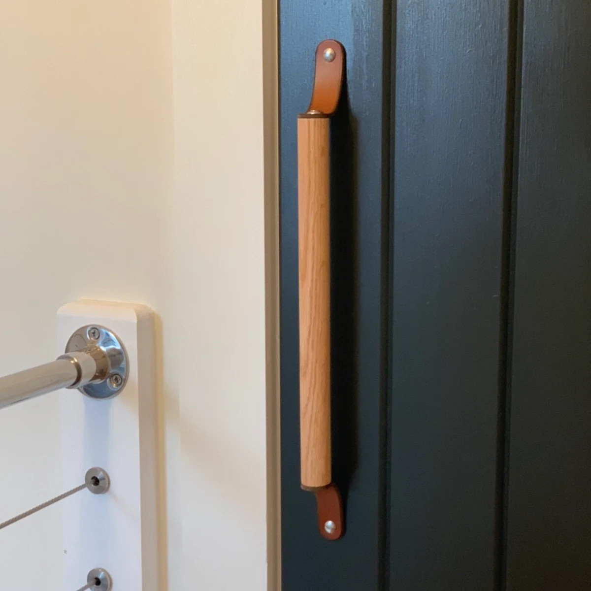 Handcrafted Leather and Oak Wood Drawer Handle - 15" C2C "the Sellwood" - Etsy | Etsy (US)