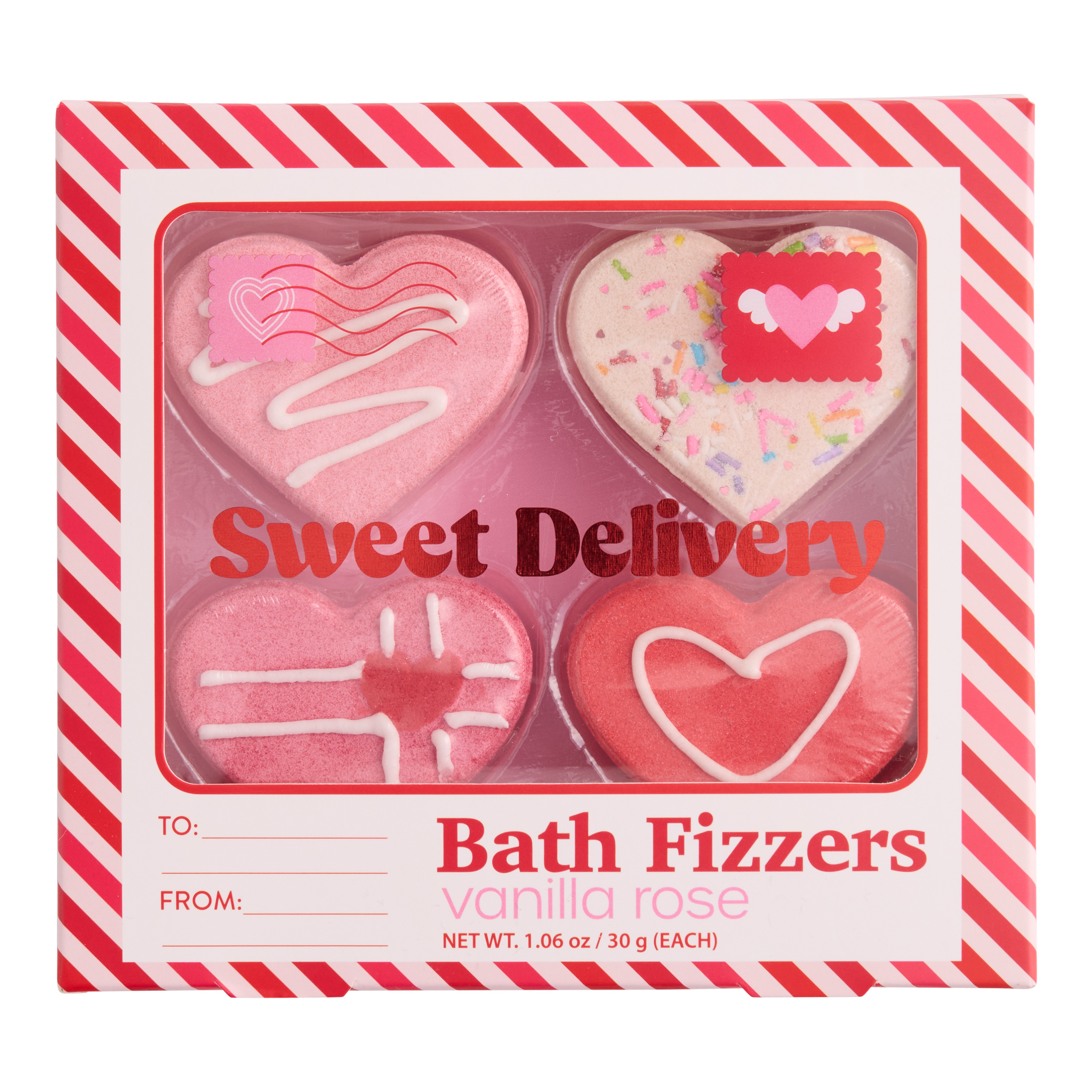 Sweet Delivery Vanilla Rose Heart Cookie Bath Fizzers 4 Count | World Market