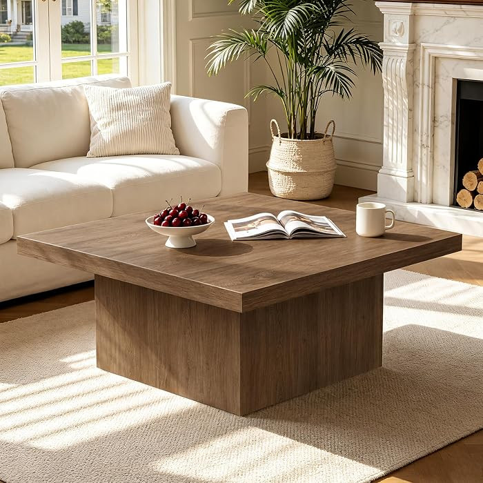 Square Coffee Table,Wooden Living Room Table,Center Table with a Large Tabletop,35.4" x 35.4",for... | Amazon (US)