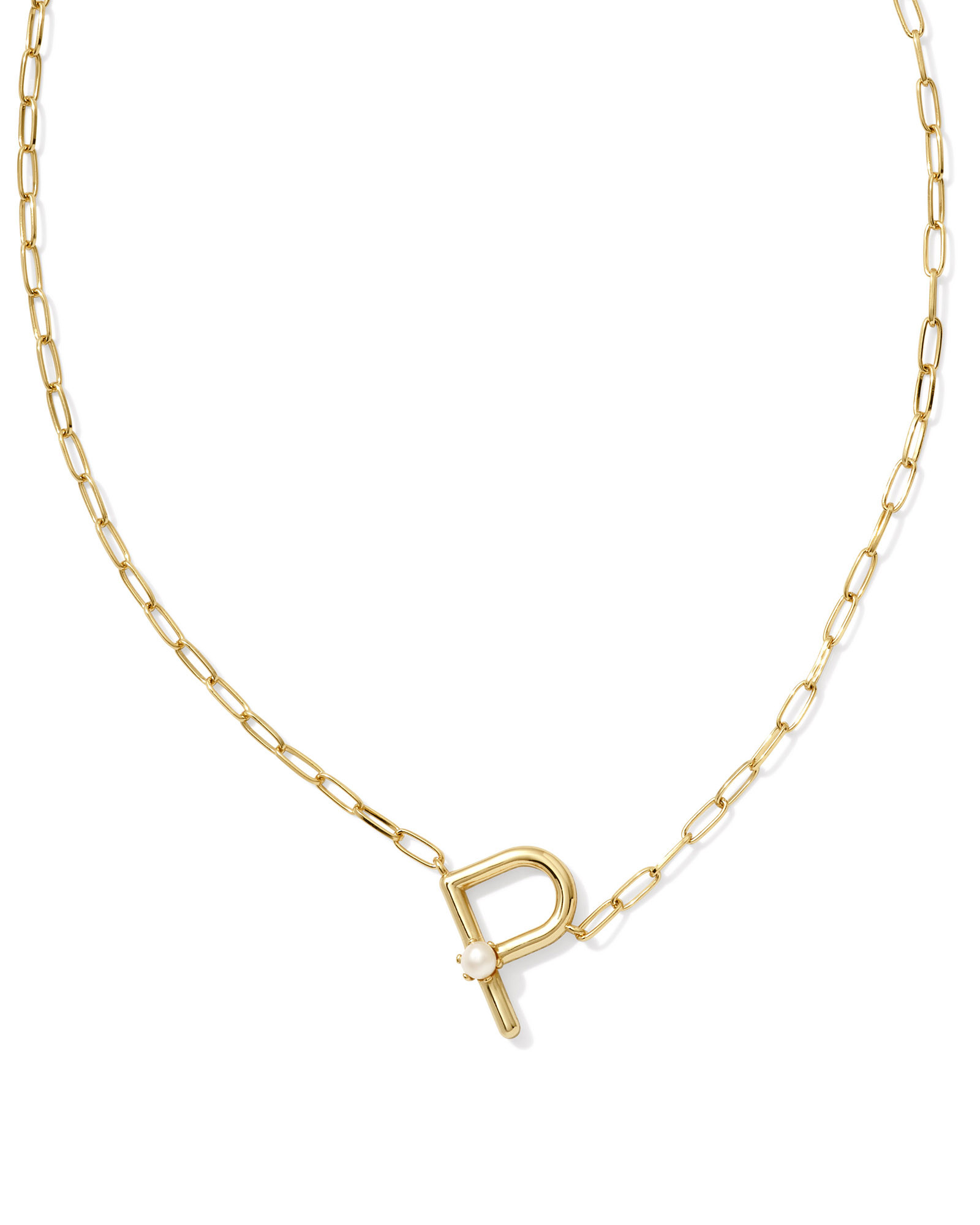 Pearl Gold Letter P Short Pendant Necklace in White Pearl | Kendra Scott | Kendra Scott