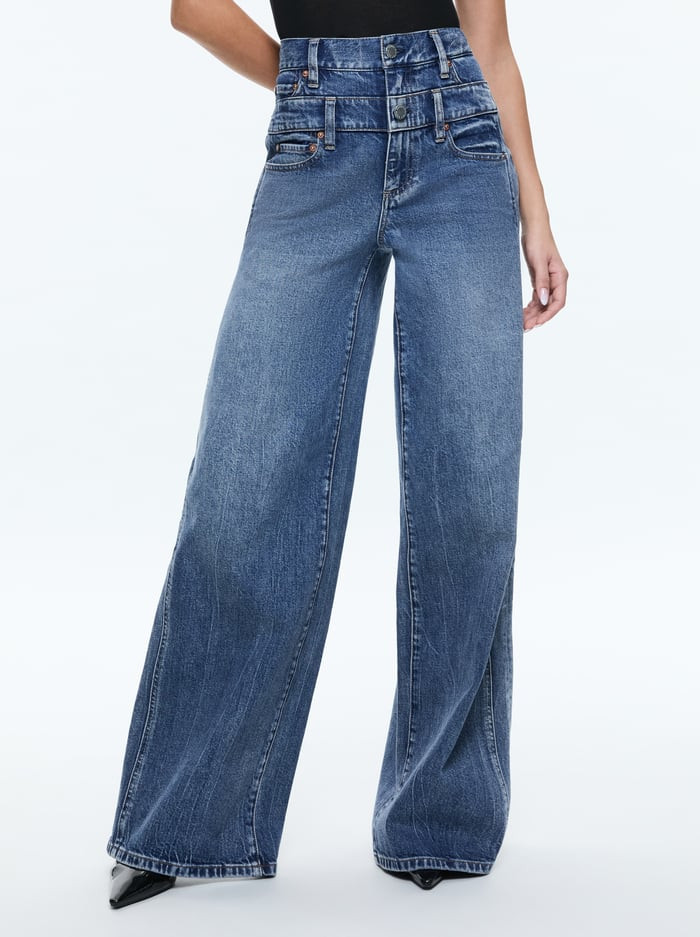 HIGH RISE DOUBLE WAISTBAND COOL JEAN | Alice + Olivia