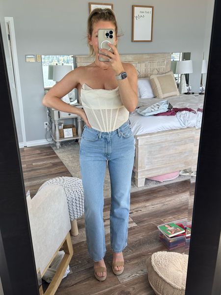 Potential spring date night look! I am normally a small in tops but had to size down in this top. And the jeans run TTS! I LOVE the jeans! #springvibes #datenight 

#LTKstyletip #LTKSeasonal
