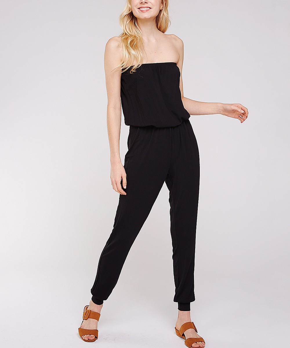 Urban X Women's BLACK - Black Strapless Jumpsuit - Women | Zulily