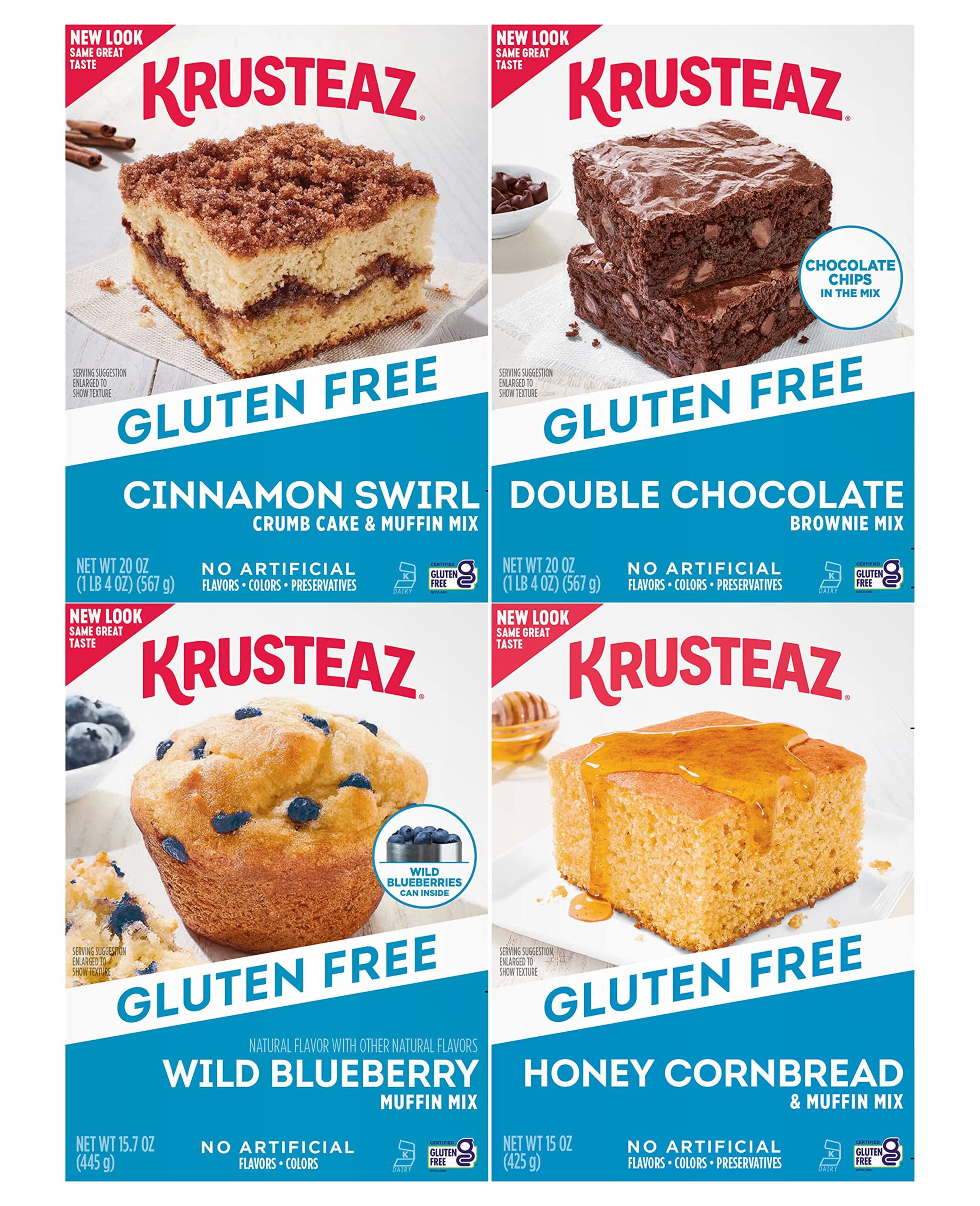 Krusteaz Gluten Free Baking Mix Variety Pack, 1 Cinnamon Swirl Cake Mix, 1 Double Chocolate Brown... | Amazon (US)
