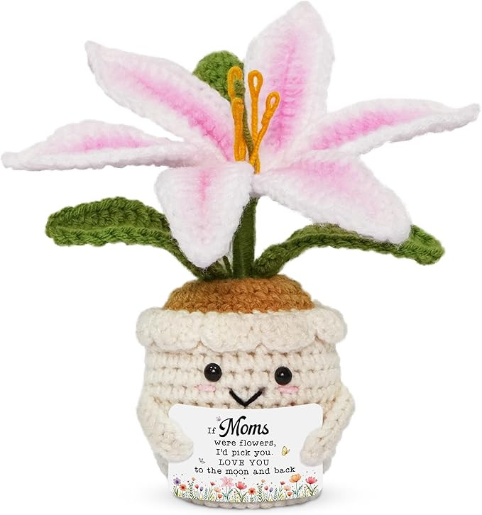 Amazon.com: OASSIE Gifts for Mom - Emotional Support Crochet Lily Flower - Proud of You Motivatio... | Amazon (US)