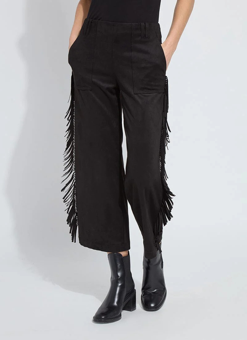 Cooper Fringe Wide Leg Crop Vegan Suede Pant | Lysse NY