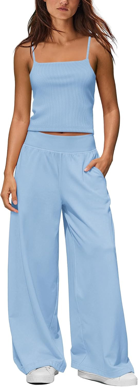 Panadila Womens 2 Piece Lounge Set Tank Top and Wide Leg Pants | Amazon (US)