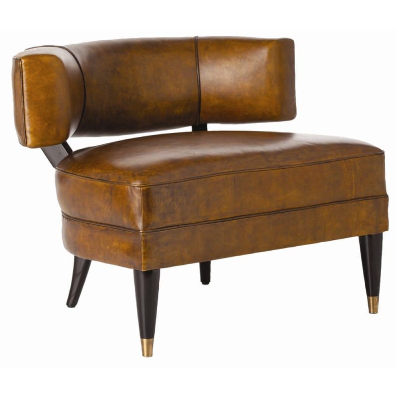 Arteriors 2996 Laurent 26.5 Inch Tall Wood Framed Leather Chair Mottled Brown Indoor Furniture Chair | Build.com, Inc.
