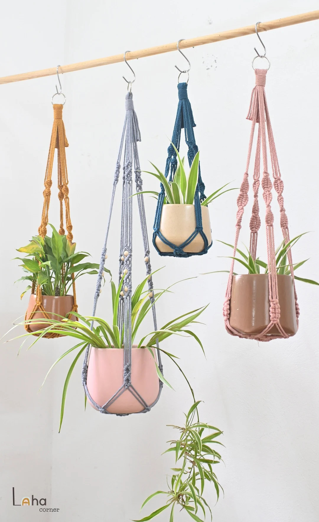 Modern No Tail Macrame Plant Hanger, Colorful Plant Pot Holder, Long Simple Hanging Plant Pot Hol... | Etsy (US)