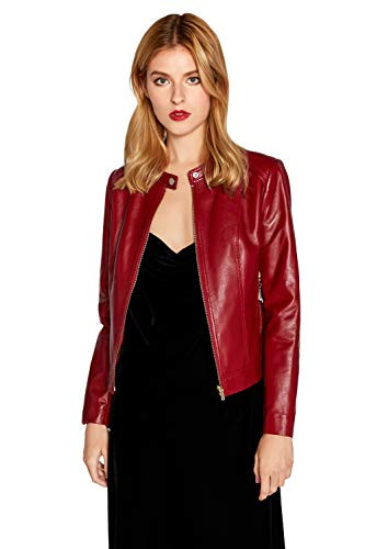 Women's Genuine Leather Jacket Red Lambskin Biker Moto Jacket Coat with Belt SmartUniverseWear (Red, Large) | Amazon (US)