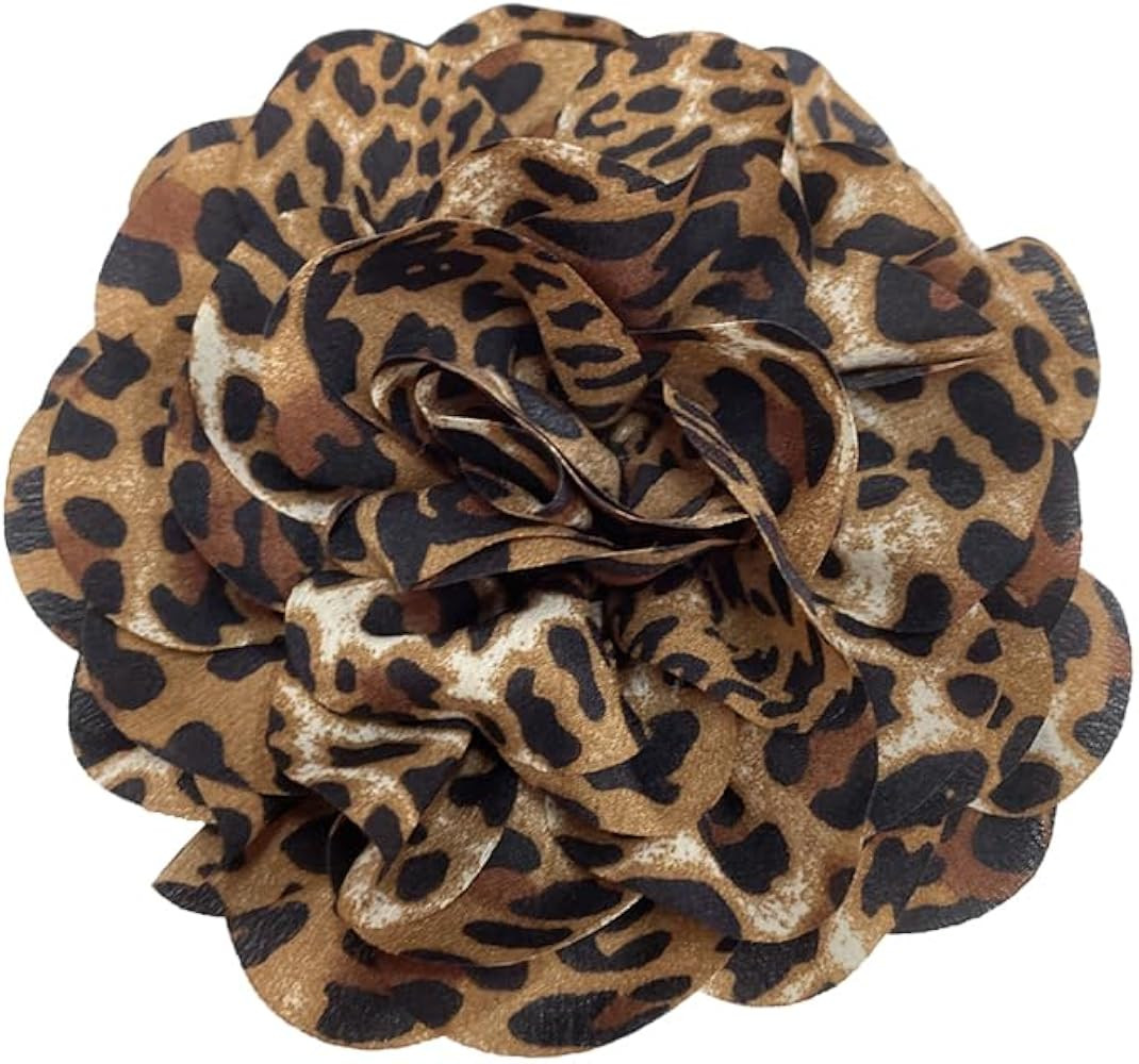Dainty Fabric Leopard Rose Flower Large Brooch Lapel Pins Handmade Flower Brooches Pin Classic fo... | Amazon (US)