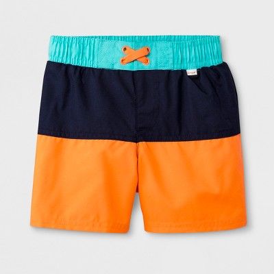 Toddler Boys' Color Blocked Swim Trunks - Cat & Jack™ Orange | Target