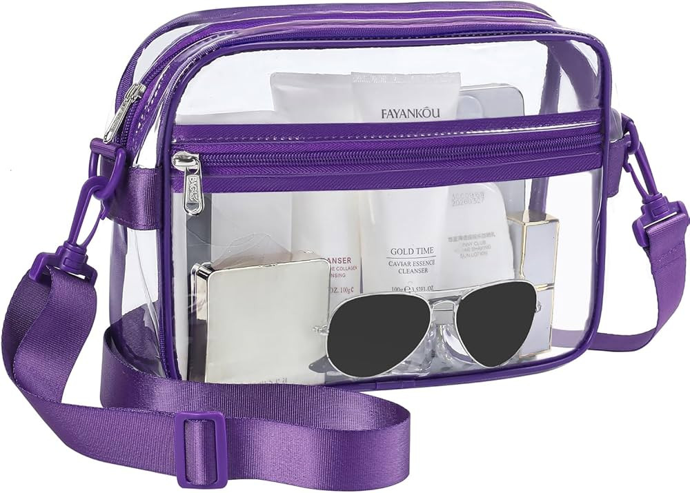 BAGAIL Clear Bag Stadium Approved Crossbody Shoulder Messenger Clear Purse with Adjustable Strap | Amazon (US)