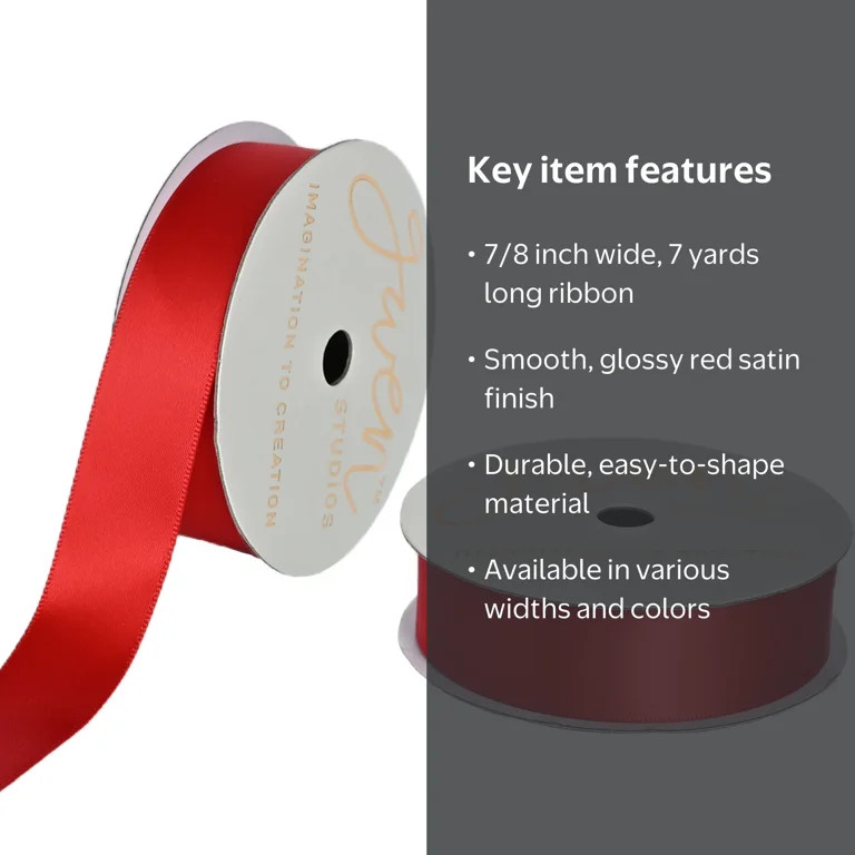 Gwen Studios 7/8" Red Satin Ribbon, 7 yards | Walmart (US)