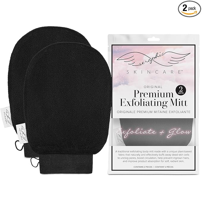 Seraphic Skincare (Original) Premium Exfoliating Mitt for Body (2pc) – 100% Vegan Viscose Tradi... | Amazon (US)