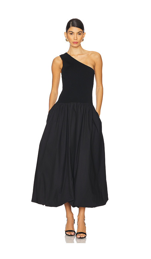 Shona Joy Aliah One Shoulder Bubble Midi Dress in Black. Taglia L. Also in S. | Revolve Clothing (Global)