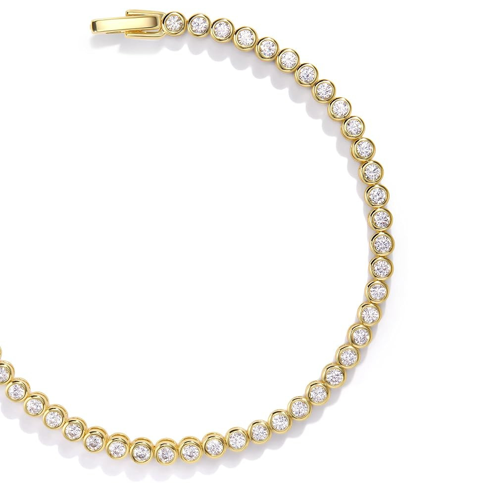 14K Gold Filled Tennis Bracelets for Women |2mm 2.5mm 3mmCubic Zirconia Bezel Gold Tennis Bracele... | Amazon (US)